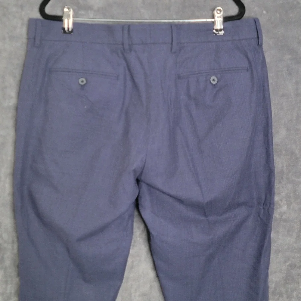 J. Crew Mens 36x32 Bedford Dress Pants Blue Plaid Cotton Flat Front